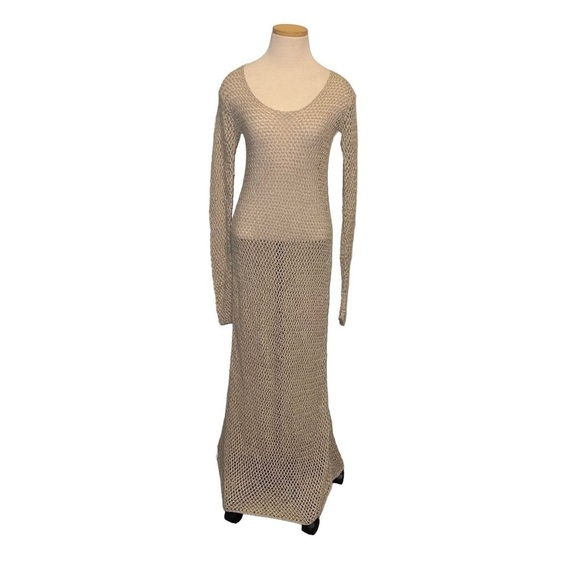 NWT By Malene Birger Woman Evine Beige Linen Cotton Blend Mesh Maxi Dress - Picture 4 of 10